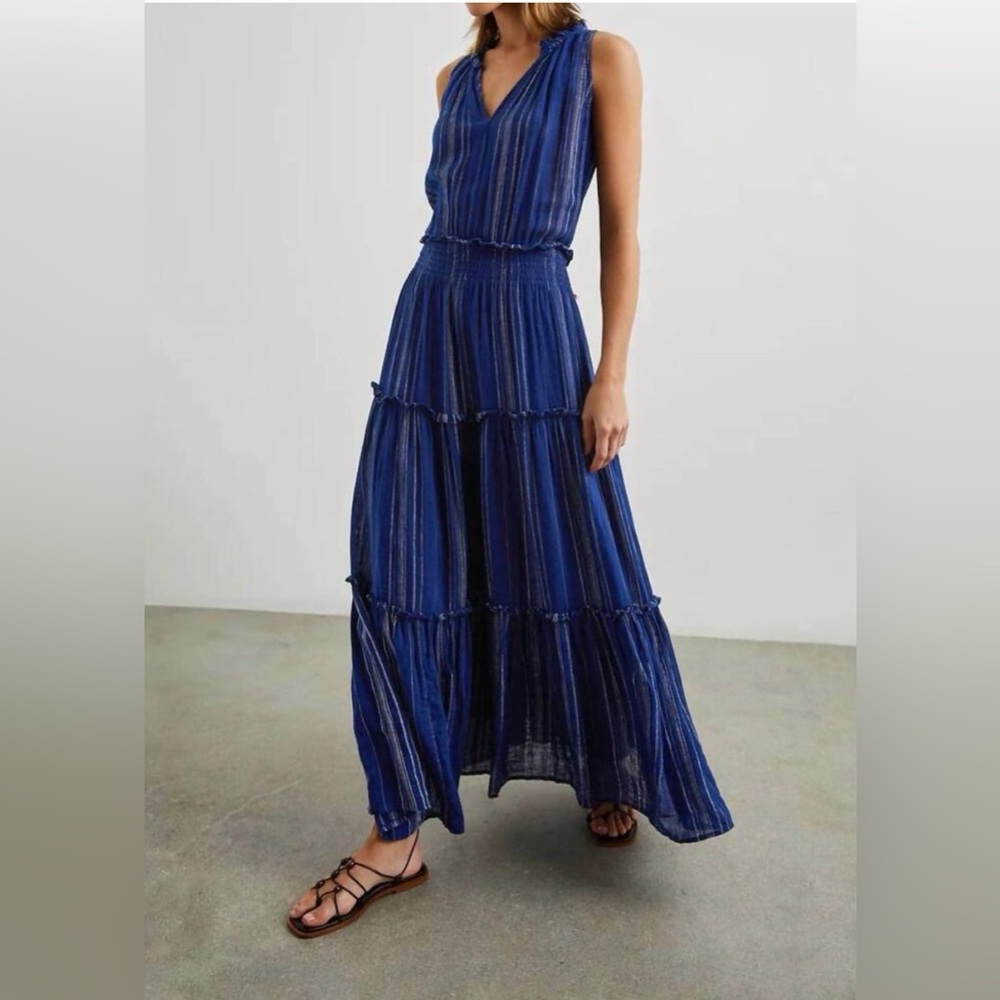 Rails Loulou Linen-Blend Maxi Dress in Blue, Size Small - Picture 4 of 12